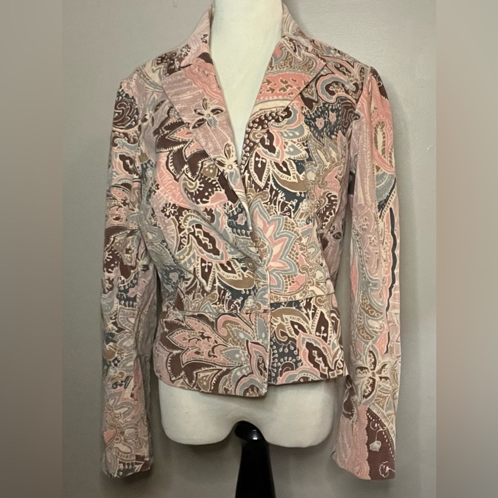 Jones Wear Jeans Paisley Blazer, Soft Fine Corduroy Size 12